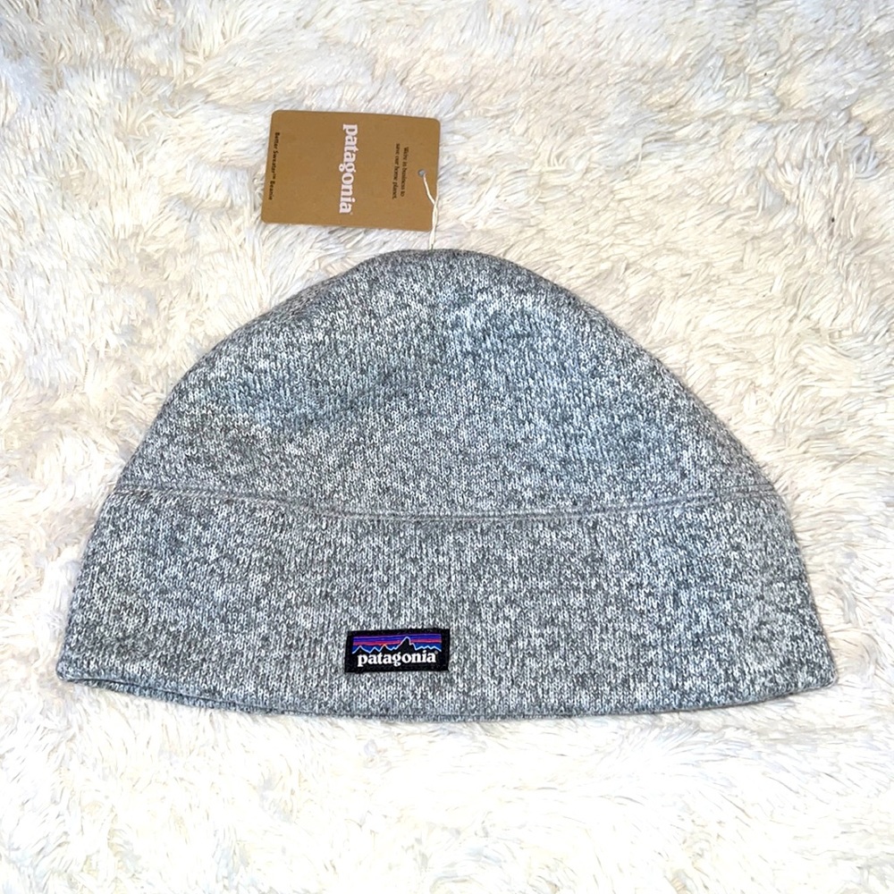 Patagonia Gray Knit Beanie with Logo Patch